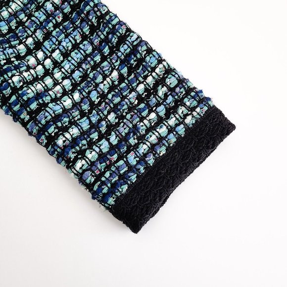 St John Boucle Knit Open Front Hook & Eye Jacket Womens 4 Teal - Picture 7 of 7